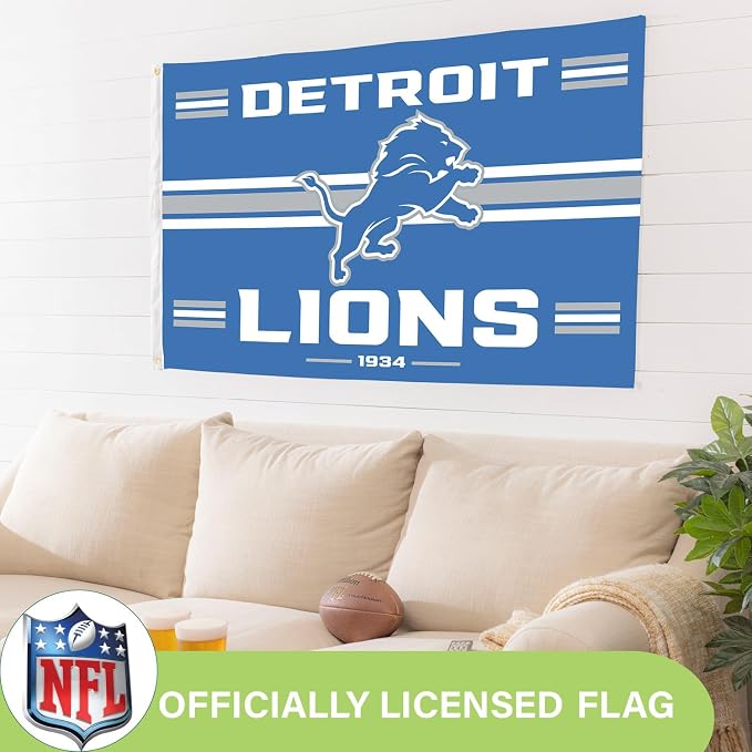 NFL Detroit Lions Vintage Flag | 3 x 5 Outdoor Flag with Grommets | Heavy Duty Banner for Garden Patio Decoration | Indoor Wall Decor for Room | Works with Flagpoles for Outside House (Detroit Lions-Vintage)
