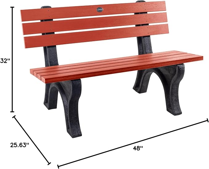 Sequoia Professional Aurora 4 ft Park Bench, Rustic Red