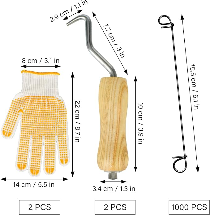 1000Pcs Wire Tie Rebar 6" Double Loop Reinforcing Steel Bar Ties 16 Gauge - 2Pcs Tie Wire Twister Tool With Wooden Grip Handle for Securing Concrete Construction