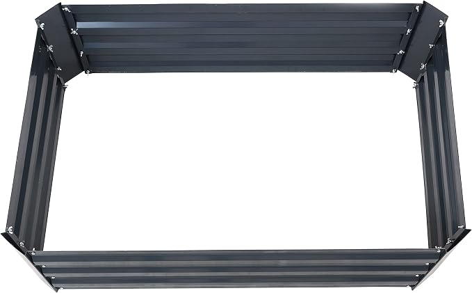 Sunnydaze Galvanized Raised Garden Bed Kit - 4x3x1 ft Outdoor Raised Garden Bed - Metal Planter Box for Vegetables, Flowers, Herbs - Dark Gray - 4' x 3' Rectangle