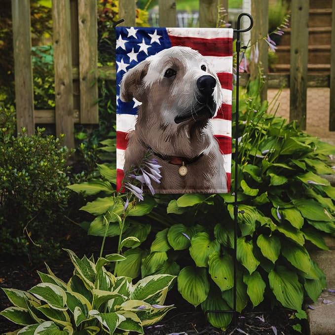 Caroline's Treasures CK6386GF Akbash American Flag Garden Flag Mailbox Flag Decorative Yard Flag Banner Outside Patio Artwork Yard Flower Beds, Garden Size, Multicolor
