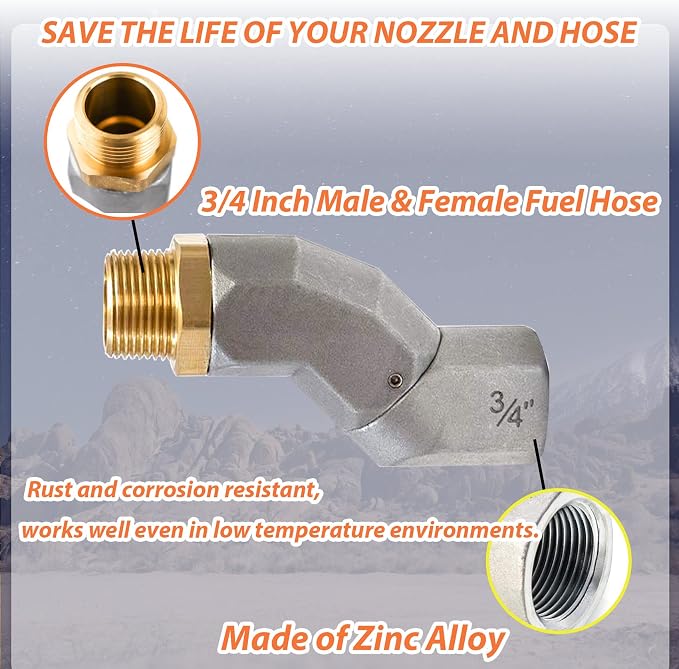 (3/4" NPT, 1PCS) Fuel Hose Swivel 360 Rotating Connector for Fuel Transfer Pump Fuel Nozzle Multi Plane Fuel Plane Swivel