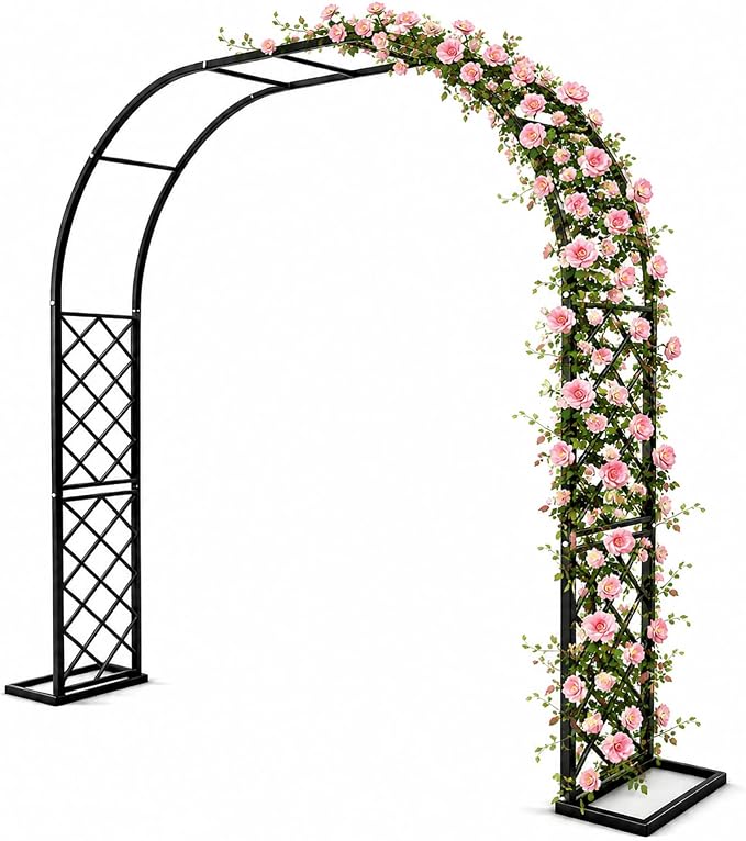 Heavy Duty Galvanized Steel Garden Arch 110.2×89.7×15.7 Inch, 20MM Thick Tube Rustproof Metal Arbor with Windproof Stakes for Wedding Ceremony, Halloween, Balloon Decor