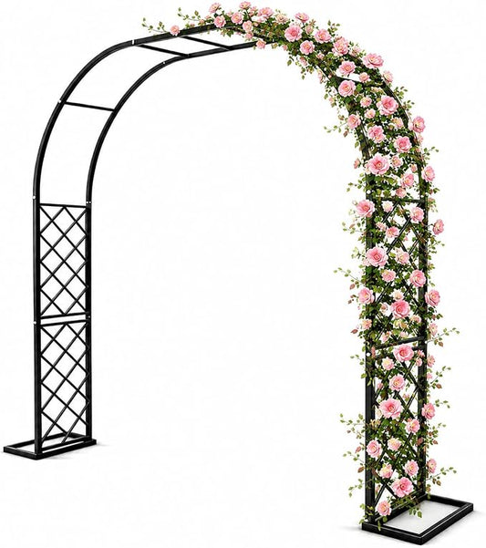 Heavy Duty Galvanized Steel Garden Arch 110.2×89.7×15.7 Inch, 20MM Thick Tube Rustproof Metal Arbor with Windproof Stakes for Wedding Ceremony, Halloween, Balloon Decor