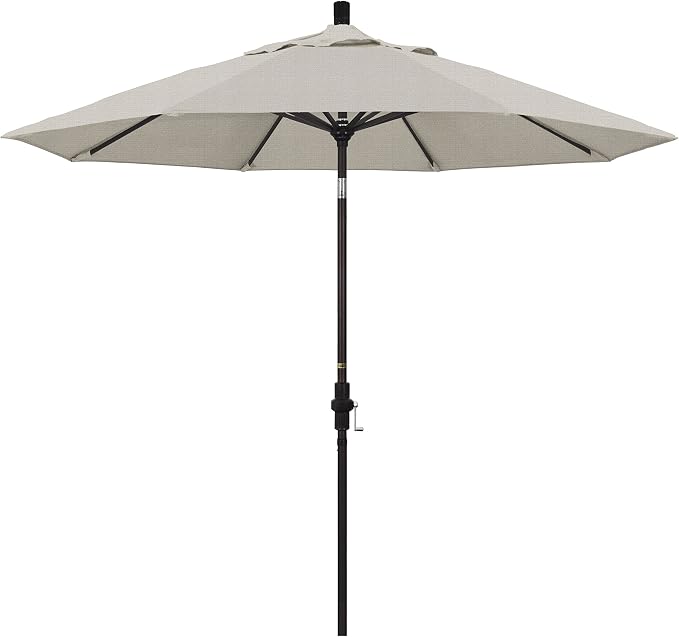 California Umbrella 9' Round Aluminum Patio Umbrella, Crank Lift, Collar Tilt, Bronze Pole, Woven Granite Olefin