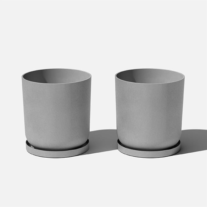 Veradek Mason Series Lima Planter - Round Planter for Indoor or Outdoor Porch/Garden | Made from Plastic-Stone Composite with Drainage Holes | Modern Décor for Succulents, Flowers, Small Plants
