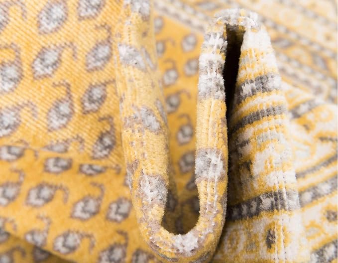 Unique Loom Williamsburg Collection Traditional Border with Dotted Center Area Rug, Rectangular 4' 0" x 6' 0", Yellow/Beige