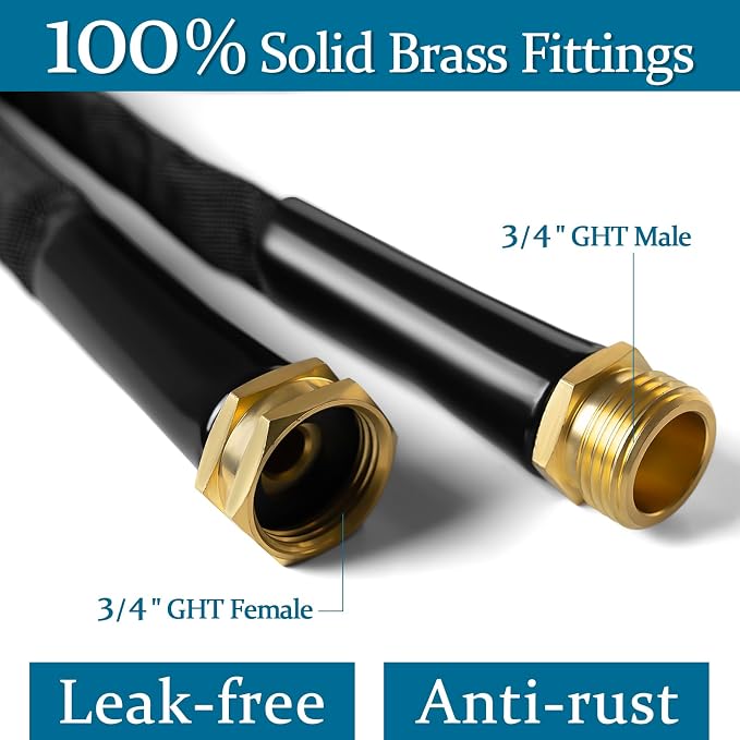 Garden Hose 100 ft, Made of TPE (BetterThan PVC/Hybrid Polymer), Lightweight yet Durable Water Hose with Ergonomic Grip, Drinking Water Safe Material, All-Weather, 3/4" GHT Fittings