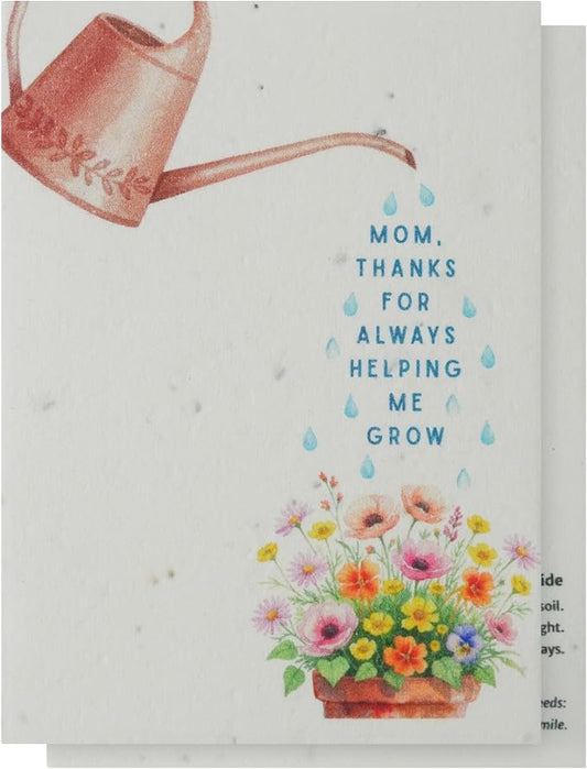 Mom Greeting Cards – 5 Sets of Gift Cards with White Envelope Each, Embedded with Wildflower Seeds, Plantable and Writable Greeting Cards for Mom's Day, Appreciation to Her, Mother's Birthday Gift