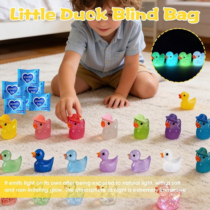 Mini Glow In The Dark Animal Resin Models, Resin Animals Mystery Bags, Individually Wrapped Blind Bags Tiny Animal Figurines, Collectible Mini Animals For Fairy Garden, DIY Crafts (50, Z-Ducks)