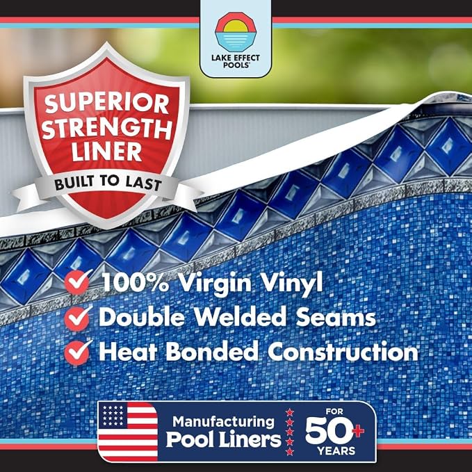Lake Effect Pools 'Fiji' 24 ft Round Above Ground Swimming Pool | 52 Inch Resin Protected Steel Sided Walls | Bundle Includes: 25 Gauge Unibead Liner & Widemouth Skimmer