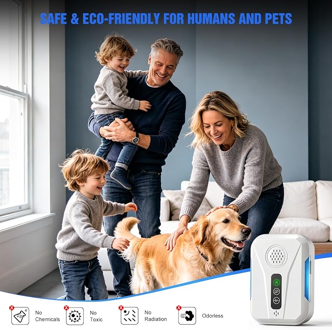 2026 Upgraded Ultrasonic Pest Control Repeller, Mouse Repellent Indoor for Mice Bug Roach Ant Mosquito Insect Deterrent, Rodent Repellent Plug in for Home Office Warehouse, 3 Mode Switching, 6 Packs