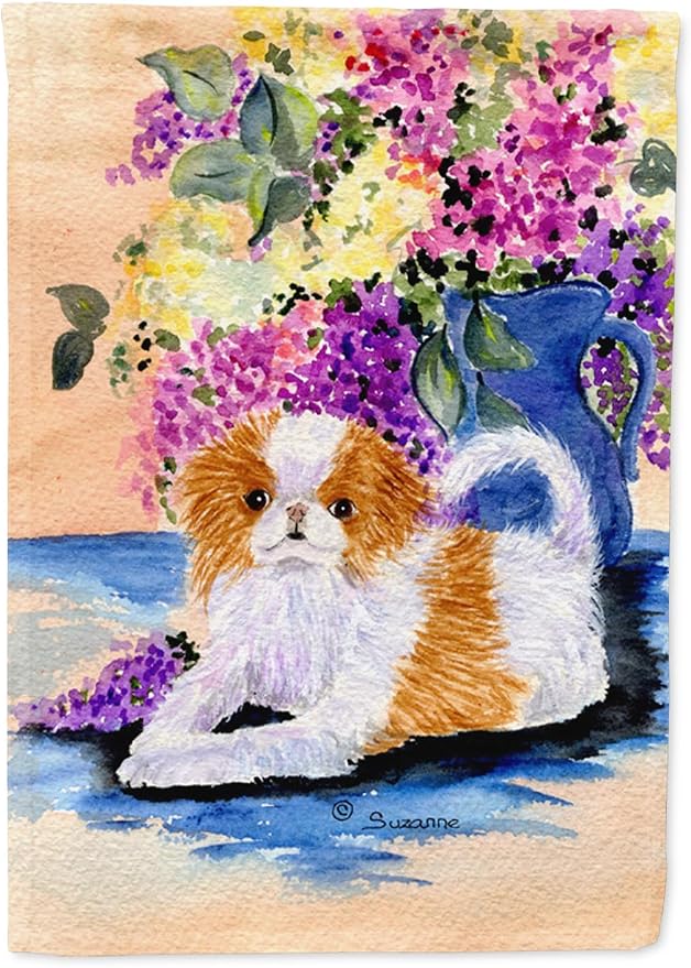 Caroline's Treasures SS8300GF Japanese Chin Garden Flag Mailbox Flag Decorative Yard Flag Banner Outside Patio Artwork Yard Flower Beds, Garden Size, Multicolor