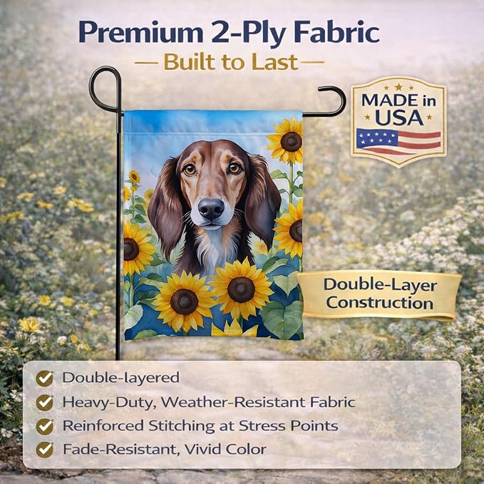 Caroline's Treasures DAC6152GF Saluki in Sunflowers Garden Flag Mailbox Flag Decorative Yard Flag Banner Outside Patio Artwork Yard Flower Beds, Garden Size, Multicolor