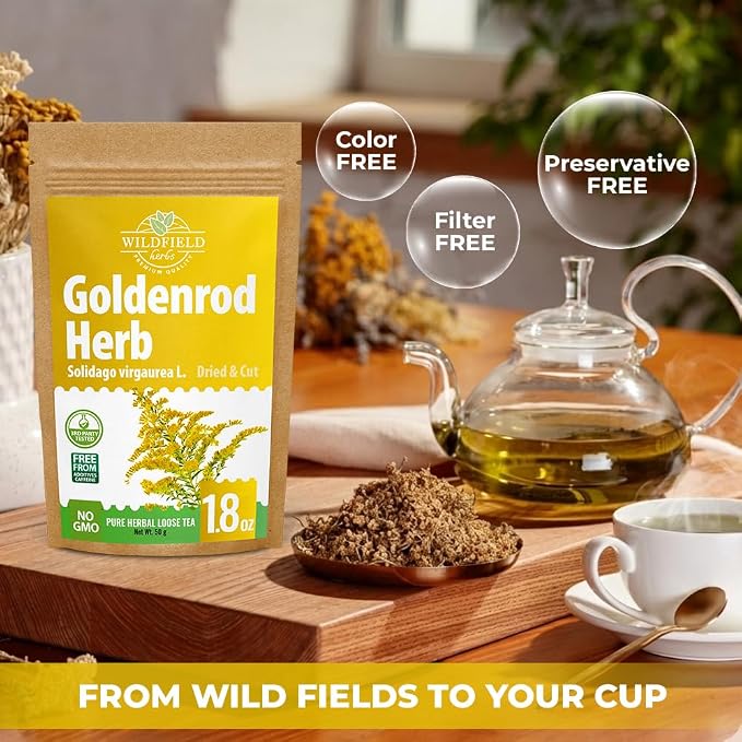 1.8 oz. Goldenrod Tea Herb Golden Root (Solidago Virgaurea L.) - 50g Dried Golden Rod Herbs Herbal Tea