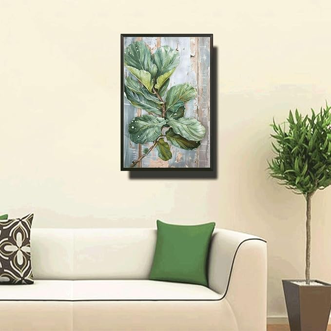 Metal Sign Tin Sign Vintage Wall Art Antique Artistry Fiddle Leaf Tin Sign for Distressed Wood Wall Art Green Thumbs and Botanical Signs for Garden for Club 6×8 Inches with Metal Frame