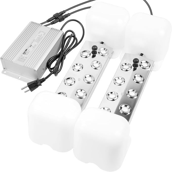 Ultrasonic Mist Maker Fogger 16 Heads, 13000ml/H Ultrasonic Mister | 600W & IP67 Waterproof Power Supply, with 2 Floats & 16 Atomizer Heads Replacements for Fountain Pond, Halloween