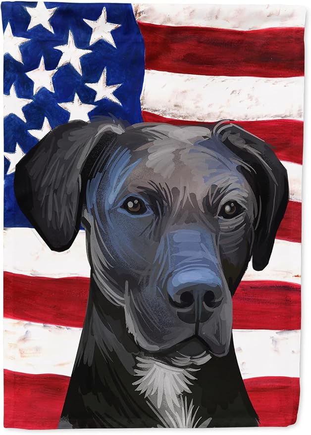 Caroline's Treasures CK6727CHF Stephens Cur Dog American Flag House Flag Large Porch Sleeve Pole Decorative Outside Yard Banner Artwork Wall Hanging, Polyester, House Size, Multicolor