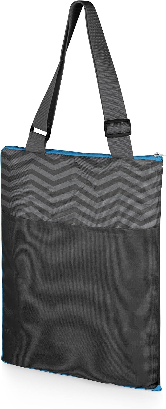 Vista Outdoor Picnic Blanket & Tote, (Waves Collection - Gray with Vista Blue Accents)