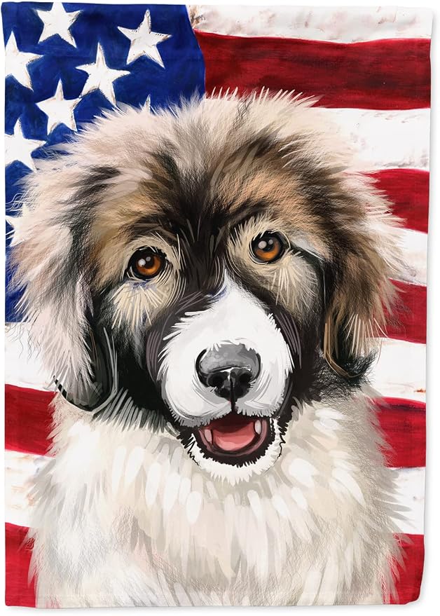 Caroline's Treasures CK6478GF Carpathian Shepherd Dog American Flag Garden Flag Mailbox Flag Decorative Yard Flag Banner Outside Patio Artwork Yard Flower Beds, Garden Size, Multicolor