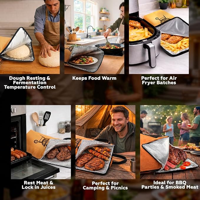 21in BBQ Meat Resting Blanket – Insulated Brisket Resting Bag, Keeps Meat Hot & Juicy for Hours, No Cooler Needed, Professional BBQ Resting System for Smoker & Grill