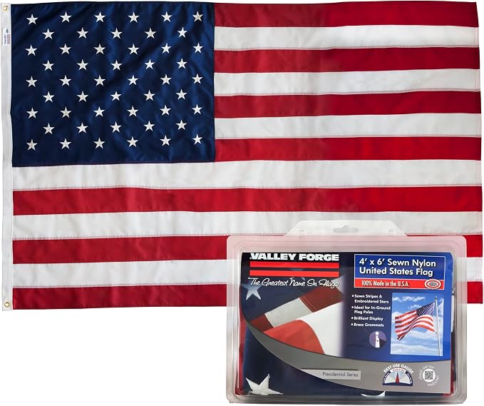 Valley Forge Flag US4PN American Flag, 4'x6', Red,White,Blue