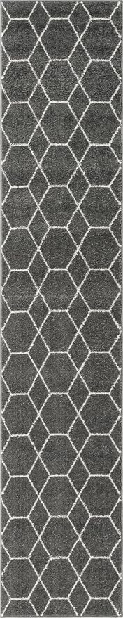 Unique Loom Trellis Frieze Collection Area Rug - Geometric (2' x 10' Runner, Dark Gray/ Ivory)