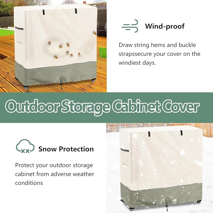 Outdoor Garden Potting Bench Table Cover with Split Zipper,Outdoor Storage Cabinet Cover,Heavy 600D Duty Waterproof Anti-UV All Weather Protection,39" x 19" x 36" -Beige