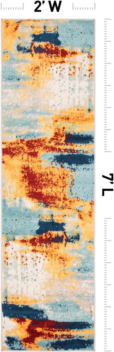 Rugshop Sky Collection Abstract Runner Rug, Non-Shedding Carpet for Hallway or Entryway, 2' x 7' | Stain Resistant,Bedroom, Dining Room, Home Office, Kitchen, Entryway, Hallway, Nursery, Kids Room, Guest Room