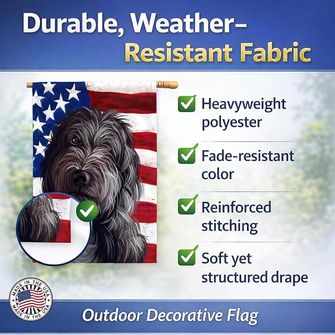 Caroline's Treasures CK6601CHF Lagotto Romagnolo American Flag House Flag Large Porch Sleeve Pole Decorative Outside Yard Banner Artwork Wall Hanging, Polyester, House Size, Multicolor