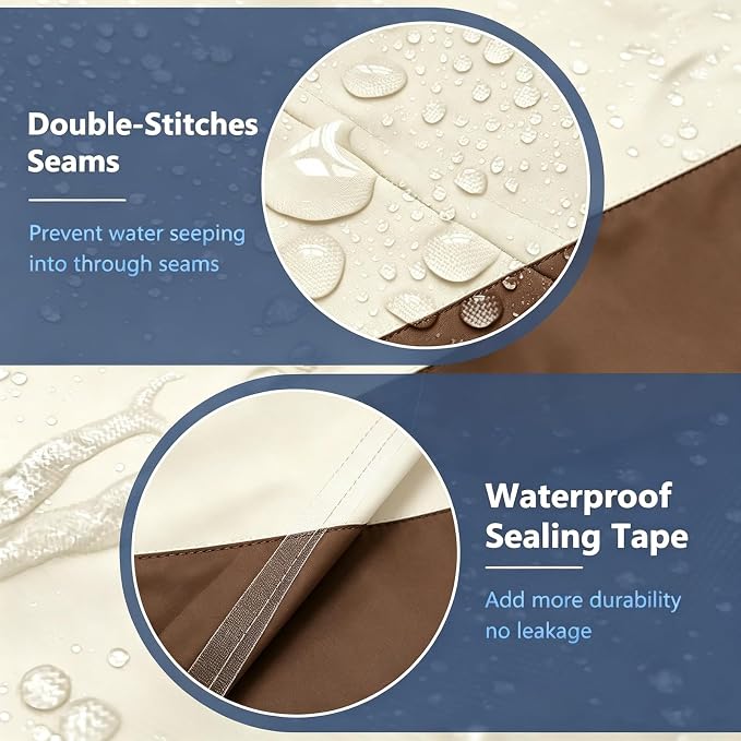 STARTWO Outdoor Furniture Cover Waterproof, 600D Heavy Duty, 4 Piece Patio Furniture Set Cover for Outside Couch, Lawn Chairs, Coffee Table, Windproof with Buckle Strap, Beige