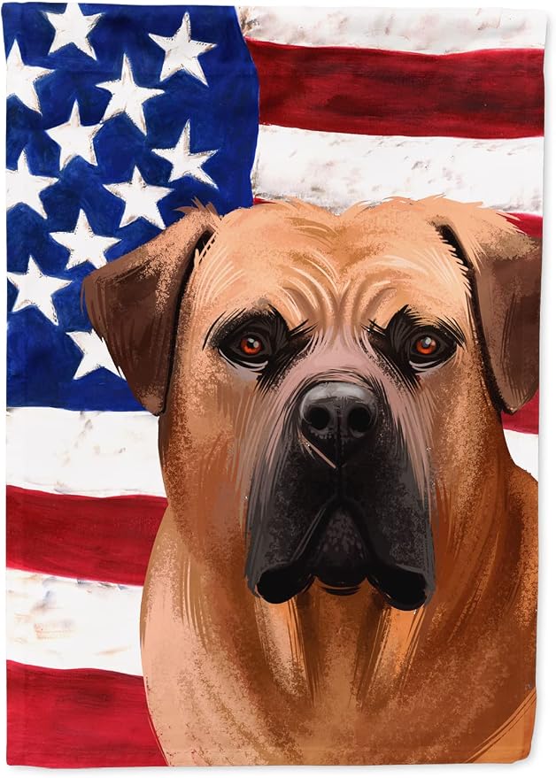 Caroline's Treasures CK6444CHF Boerboel Dog American Flag House Flag Large Porch Sleeve Pole Decorative Outside Yard Banner Artwork Wall Hanging, Polyester, House Size, Multicolor