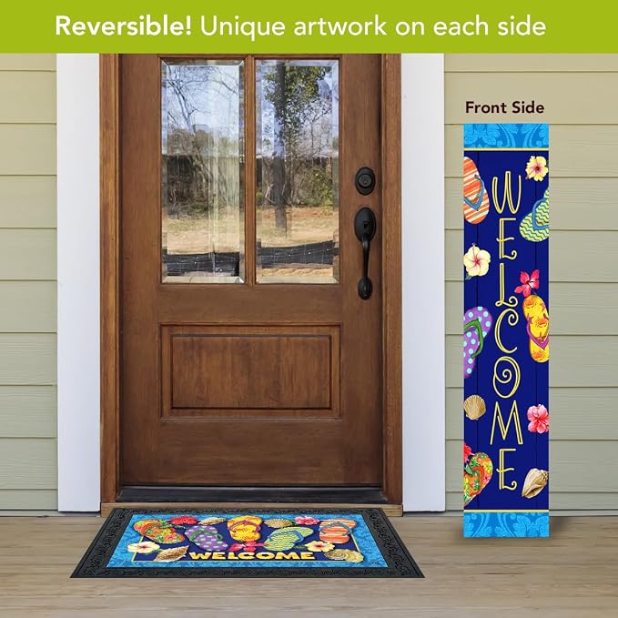 Briarwood Lane Spring Double Sided Reversible Pine Porch Leaner 47x9.5 Butterflies Flip Flops For Spring Porch Leaner