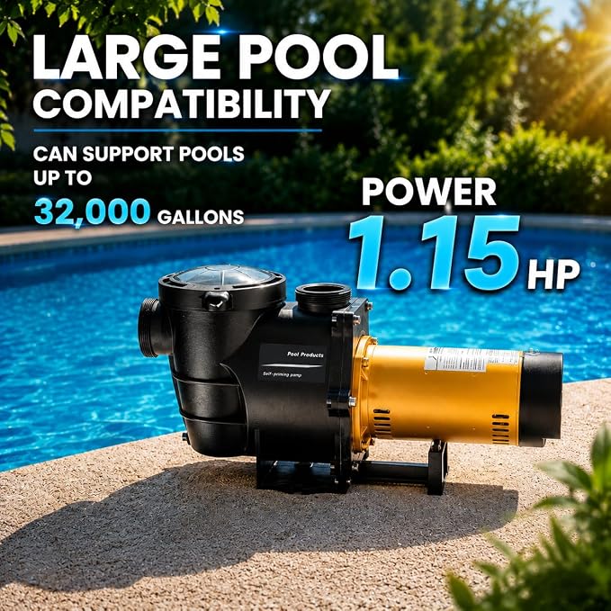 XtremepowerUS Dual Speed In-Ground Swimming Pool Pump Spa High Flow 1.5" NPT With Slip-On Fitting Included, Filter Basket, 230V (5820 GPH)
