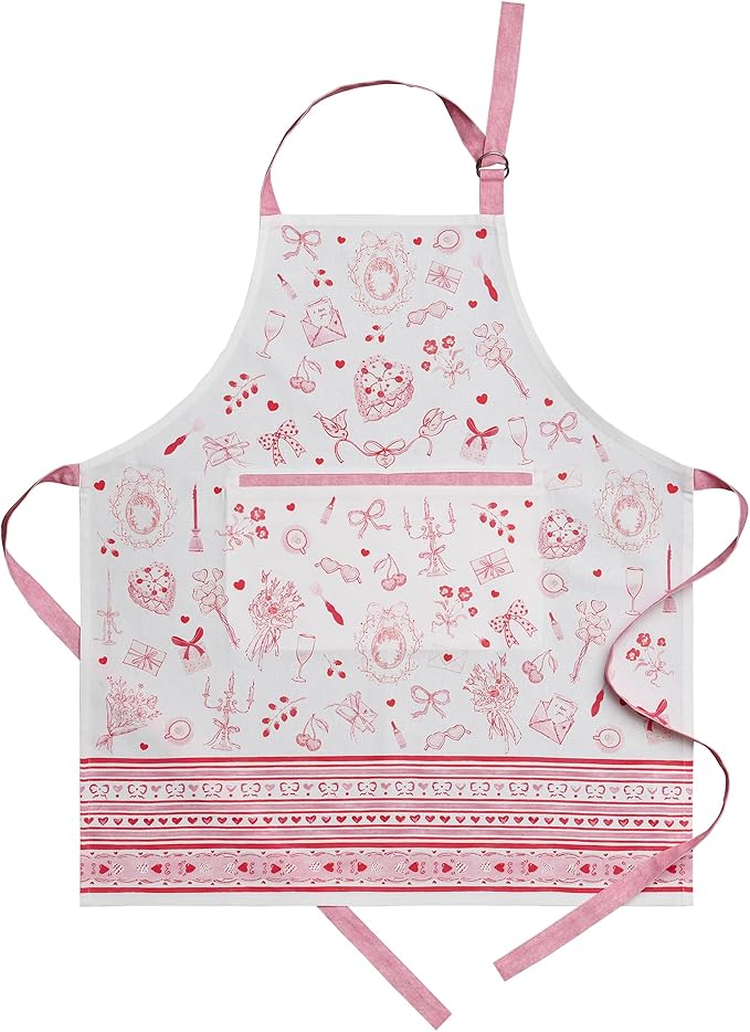 Maison d' Hermine Aprons for women with Pocket 100% Cotton (27.50"x31.50") | Adjustable Neck Strap & long ties Apron Men Chef Wedding Cooking Gardening Server Maid
