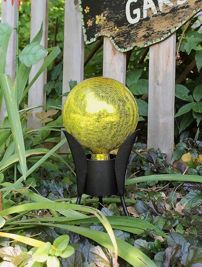 Achla Designs G6-Y-C, Lemon Drop 6-Inch Crackle Gazing Globe Ball, 6