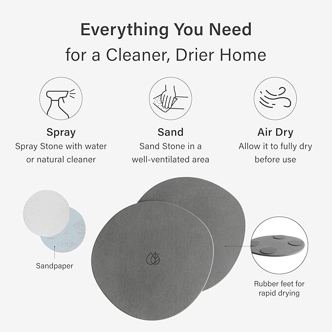 Dorai Home Stone Plant Pots Saucer Set 11.8" - Diatomite Water-Absorbing Trays for Indoor Plants, Ideal for Shelves & Floors | Pack of 2 Large