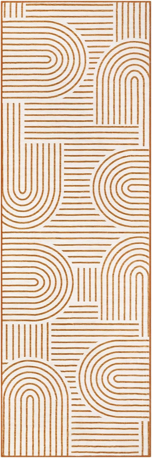 ROYHOME Modern 2x6 Hallway Runner Rug Non Slip Washable Kitchen Rug, Orange | Abstract Bath Mat, Rainbow Geometric Runners Rugs for Bedroom, Soft Long Rugs for Entryway Arch Pattern Bathroom Laundry Dorm