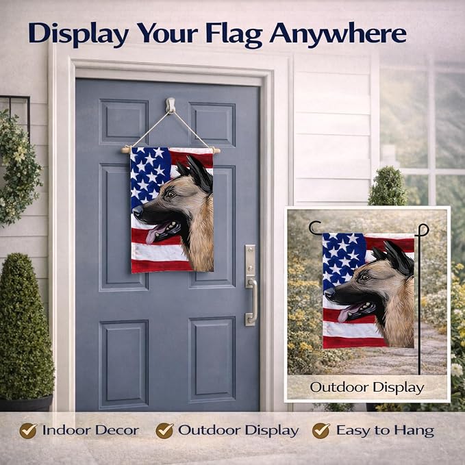 Caroline's Treasures CK6598GF Kunming Wolfdog American Flag Garden Flag Mailbox Flag Decorative Yard Flag Banner Outside Patio Artwork Yard Flower Beds, Garden Size, Multicolor