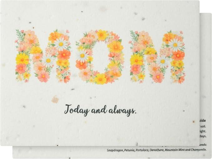 Mom Greeting Cards – 5 Sets of Gift Cards with White Envelope Each, Embedded with Wildflower Seeds, Plantable and Writable Greeting Cards for Mom's Day, Appreciation to Her, Mother's Birthday Gift
