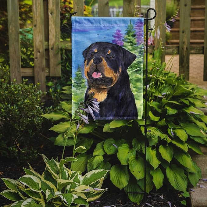 Caroline's Treasures SS1026GF Rottweiler Garden Flag Mailbox Flag Decorative Yard Flag Banner Outside Patio Artwork Yard Flower Beds, Garden Size, Multicolor