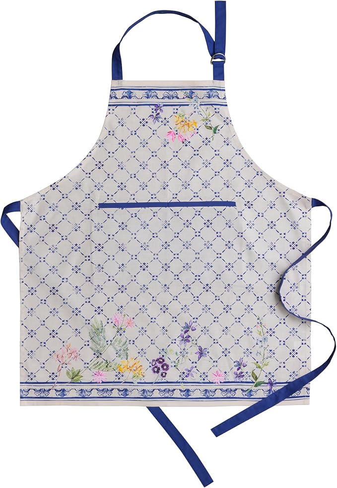 Maison d' Hermine Aprons for women with Pocket 100% Cotton (27.50"x31.50") | Adjustable Neck Strap & long ties Apron Men Chef Wedding Cooking Gardening Server Maid