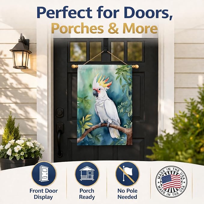 Caroline's Treasures Cockatoo House Flag Large Porch Sleeve Pole Decorative Outside Yard Banner Artwork Wall Hanging, Polyester, House Size, Multicolor