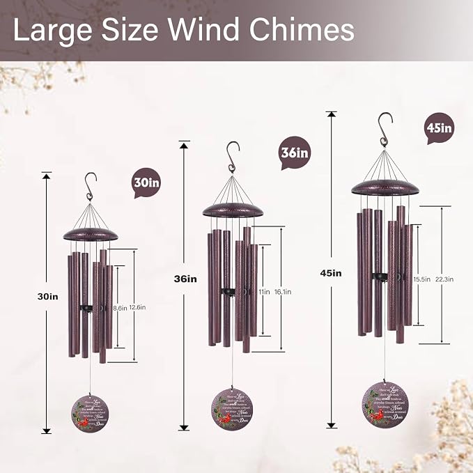 ASTARIN Personalized Cardinal Wind Chime Memorial, Customized Sympathy Wind Chimes for Loss of Loved One, in Memory of Loved Ones Lost, Bereavement Gifts Windchimes Outdoor, Produced in Texas