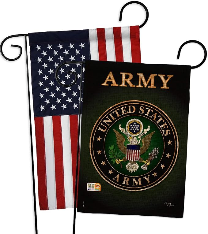 Army Burlap Garden Flag - Pack Armed Forces Rangers United State American Military Veteran Retire Official USA Applique - House Decoration Banner Small Yard Gift Double-Sided Made in 13 X 18.5