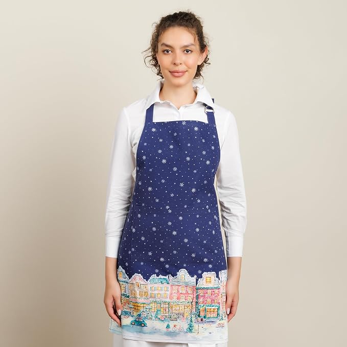 Maison d' Hermine Aprons for women with Pocket 100% Cotton (27.50"x31.50") | Adjustable Neck Strap & long ties Apron Men Chef Wedding Cooking Gardening Server Maid