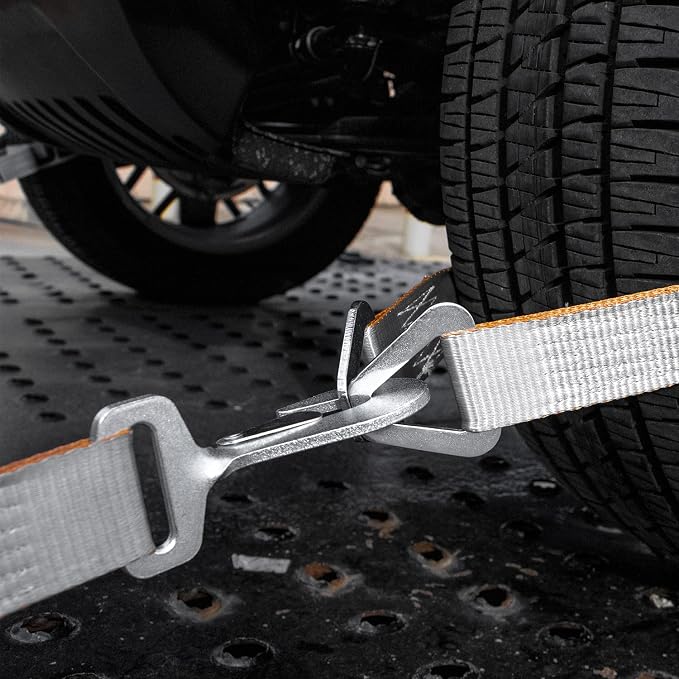 VULCAN Car Tie Down with Twisted Snap Hooks - 2 Inch x 96 Inch - 2 Pack - Silver Series - 3,300 Pound Safe Working Load