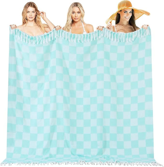 Extra Large Turkish Beach Towel Picnic Mat Throw Blanket Bathroom Quick Dry Essentials Swim Poolside Pool Accessories Swim Must Haves Hot Tub Items Spa Gadgets Adult Women Large Towel Things Stuff