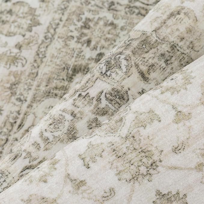 8x10 Taupe Neutral Area Rug | Washable, Non Slip, Soft Low Pile, Vintage Farmhouse, Large, for Living Room Bedroom Dining Room Office Indoor Home Decor