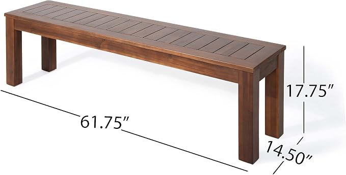 Christopher Knight Home Manila Outdoor Acacia Wood Dining Bench (Set of 2), Dark Brown
